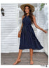 Vestido playero midi bohemio azul con lunares y tirantes Jia